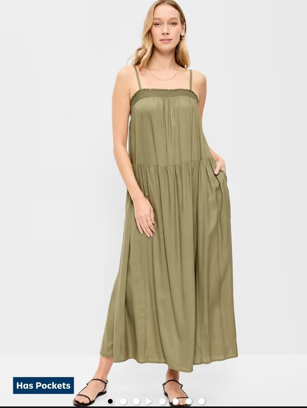 Old NAVY Smocked Maxi Dress - Olive Size Large